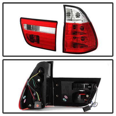 BMW X5  Tail Lights, 00-06 Tail Lights, BMW Tail Lights, X5 Tail Lights, Spyder Tail Lights, Euro Tail Lights, Red Clear Tail Lights, BMW X5,