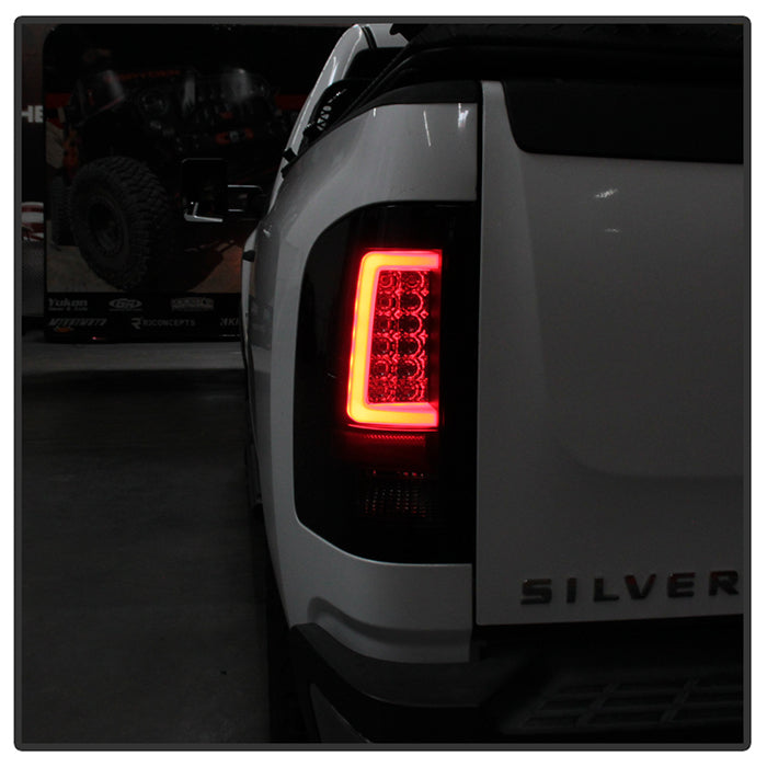 Chevy Silverado 07-13 Version 3 Light Bar LED Tail Lights - Black Smoke