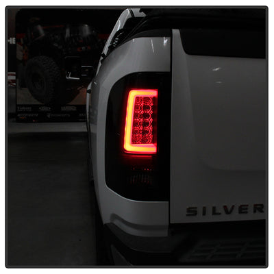Chevy Silverado 07-13 Version 3 Light Bar LED Tail Lights - Black Smoke