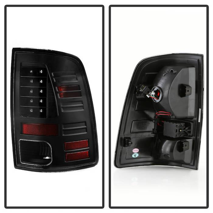 Dodge Tail Lights, Dodge Ram Tail Lights, Ram 10-18 Tail Lights, LED Tail Light, All Black Tail Lights, Spyder Tail Lights