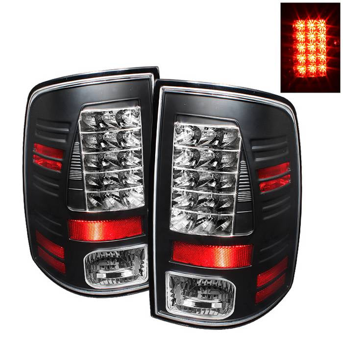 Dodge Tail Lights, Dodge Ram Tail Lights, Ram 10-18 Tail Lights, LED Tail Light, Black Tail Lights, Spyder Tail Lights