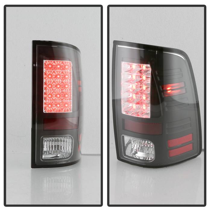 Dodge Tail Lights, Dodge Ram Tail Lights, Ram 10-18 Tail Lights, LED Tail Light, Black Tail Lights, Spyder Tail Lights