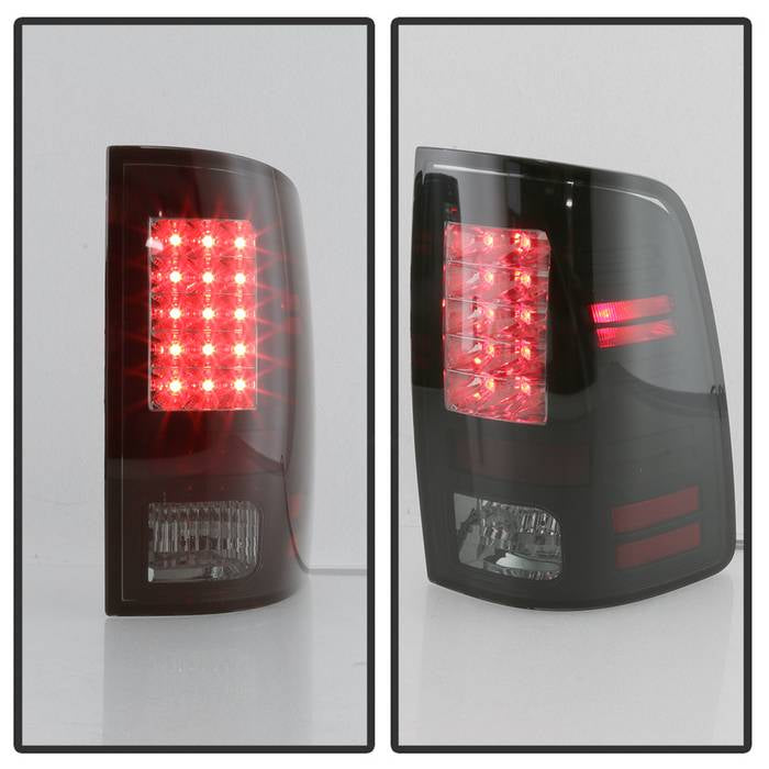 Dodge Tail Lights, Dodge Ram Tail Lights, Ram 10-18 Tail Lights, LED Tail Light, Black Smoke Tail Lights, Spyder Tail Lights