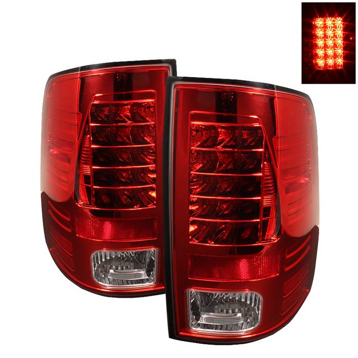 Dodge Tail Lights, Dodge Ram Tail Lights, Ram 10-18 Tail Lights, LED Tail Light, Red Clear Tail Lights, Spyder Tail Lights