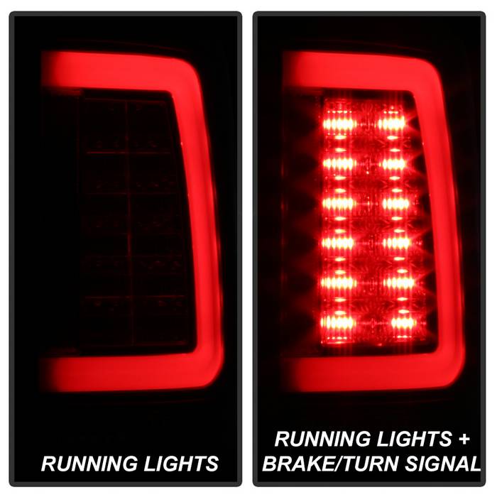 Dodge Tail Lights, Dodge Ram Tail Lights, Ram 10-18 Tail Lights, LED Tail Light, Black Tail Lights, Spyder Tail Lights