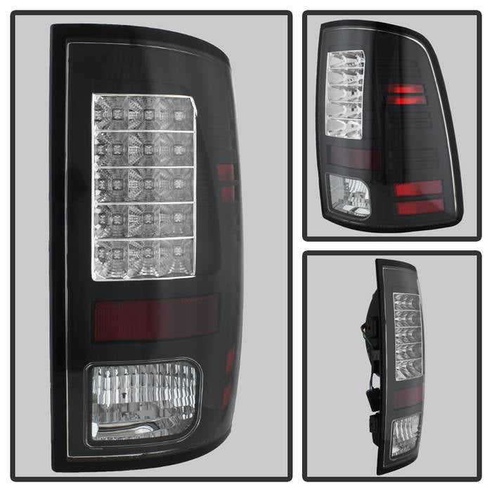 Dodge Tail Lights, Dodge Ram Tail Lights, Ram 13-18 Tail Lights, LED Tail Light, Black Tail Lights, Spyder Tail Lights