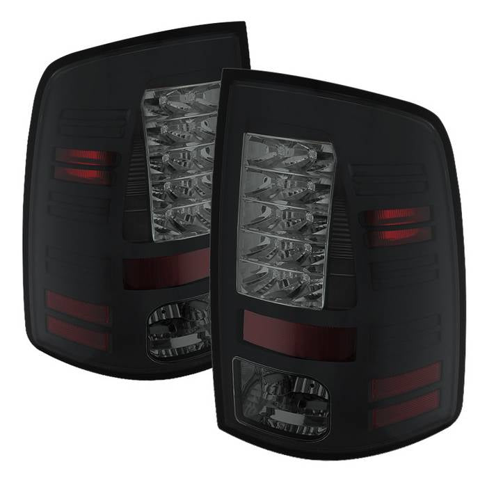 Dodge Tail Lights, Dodge Ram Tail Lights, Ram 13-18 Tail Lights, LED Tail Light, Black Smoke Tail Lights, Spyder Tail Lights