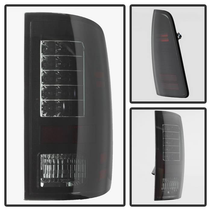 Dodge Tail Lights, Dodge Ram Tail Lights, Ram 13-18 Tail Lights, LED Tail Light, Black Smoke Tail Lights, Spyder Tail Lights