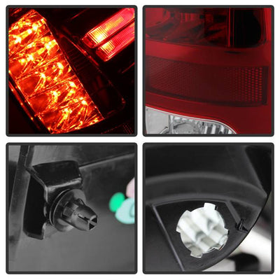 Dodge Tail Lights, Dodge Ram Tail Lights, Ram 13-18 Tail Lights, LED Tail Light, Red Clear Tail Lights, Spyder Tail Lights