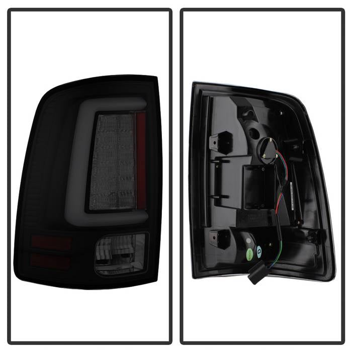 Dodge Tail Lights, Dodge Ram Tail Lights, Ram 13-18 Tail Lights, LED Tail Light, Black Smoke Tail Lights, Spyder Tail Lights