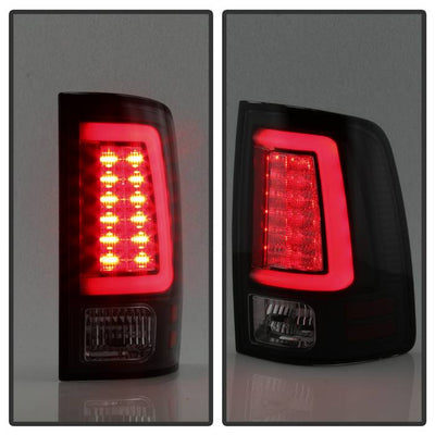 Dodge Tail Lights, Dodge Ram Tail Lights, Ram 13-18 Tail Lights, LED Tail Light, Black Smoke Tail Lights, Spyder Tail Lights