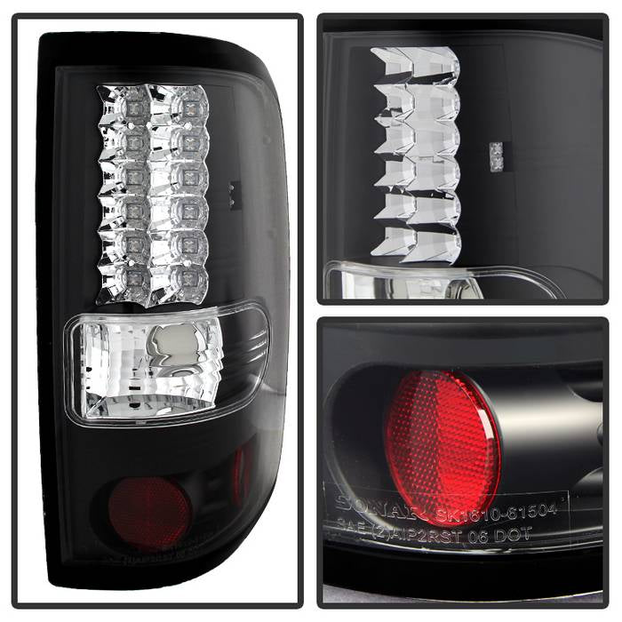Ford Tail Lights, Ford F150 Tail Lights, Ford 04-08 Tail Lights, LED Tail Lights, Black Tail Lights, Spyder Tail Lights
