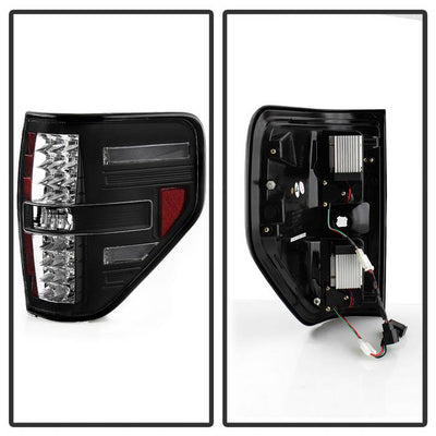 Ford Tail Lights, F150 Tail Lights, F150 09-14 Tail Lights, Black Tail Lights, Spyder Tail Lights