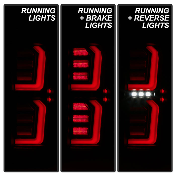 GMC LED Tail Lights, Sierra 1500 Tail Lights, Sierra 1500 19-20 Tail Lights, Black Smoke Tail Lights, Spyder Tail Lights