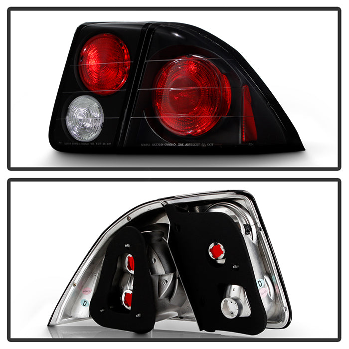 Honda Tail Lights, Honda Civic Tail Lights, Honda 01-05  Tail Lights, 4Dr Tail Lights, Euro Style Tail Lights, Black Tail Lights, Spyder Tail Lights