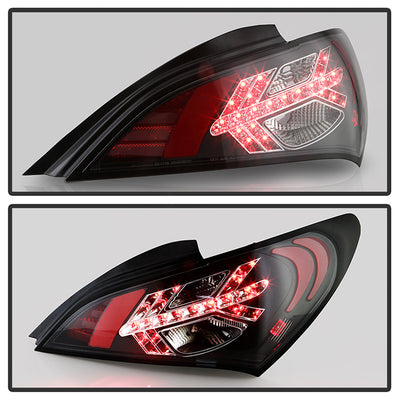 Hyundai Tail Lights, Hyundai Genesis Tail Lights, 10-12 Tail Lights, LED Tail Lights, Black Tail Lights, Spyder Tail Lights