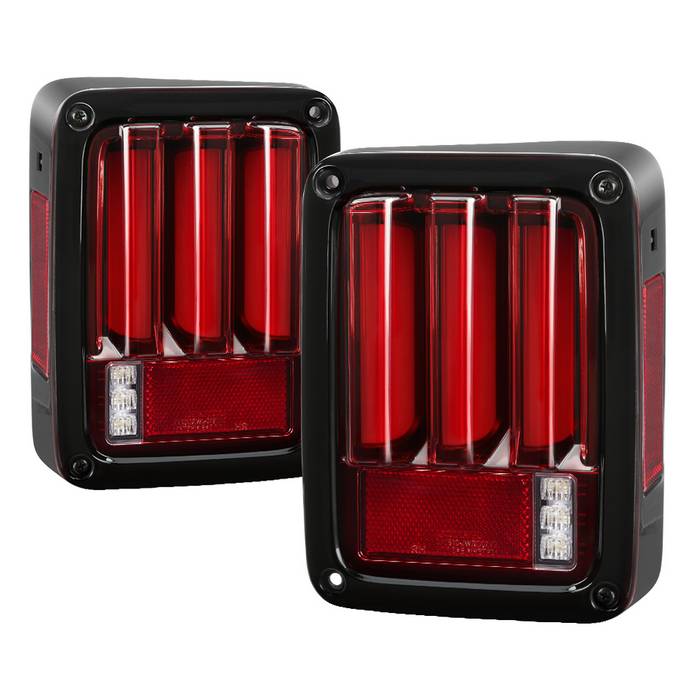 Jeep Tail Lights, Jeep Wrangler JK Tail Lights, Jeep Wrangler JKU Tail Lights, Jeep 07-18 Tail Lights, LED Tail Lights, Spyder Tail Lights, Red Clear Tail Lights 