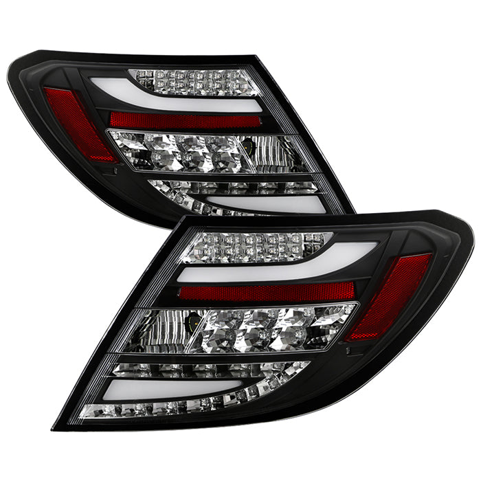 Mercedes Benz Tail Lights, C-Class Tail Lights, 11-14 Tail Lights, LED Tail Lights, Black Tail Lights, Spyder Tail Lights