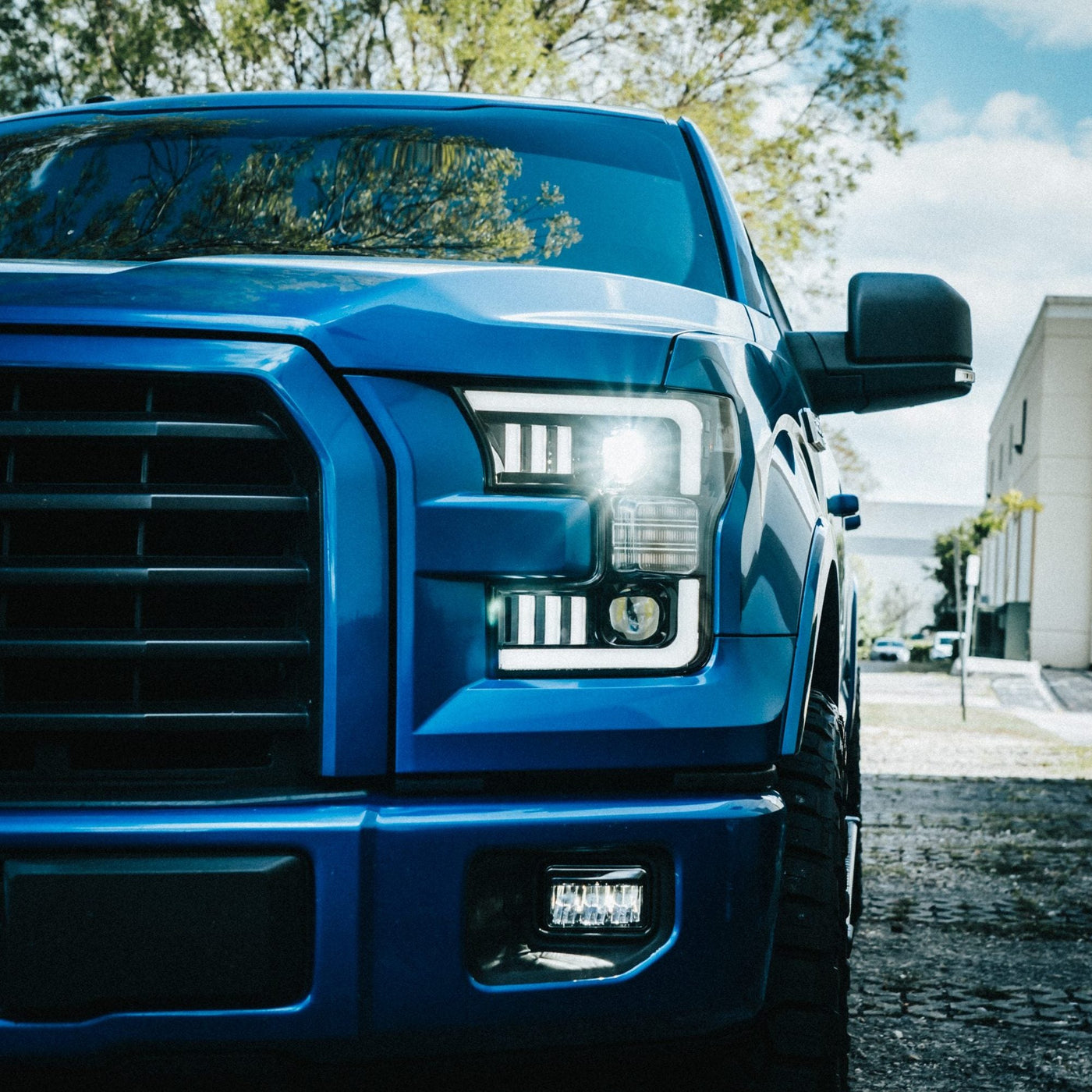 Ford Projector Headlights, F150 Projector Headlights, F150 15-17 Projector Headlights, Smoked/Black Headlights, LED Projector Headlights