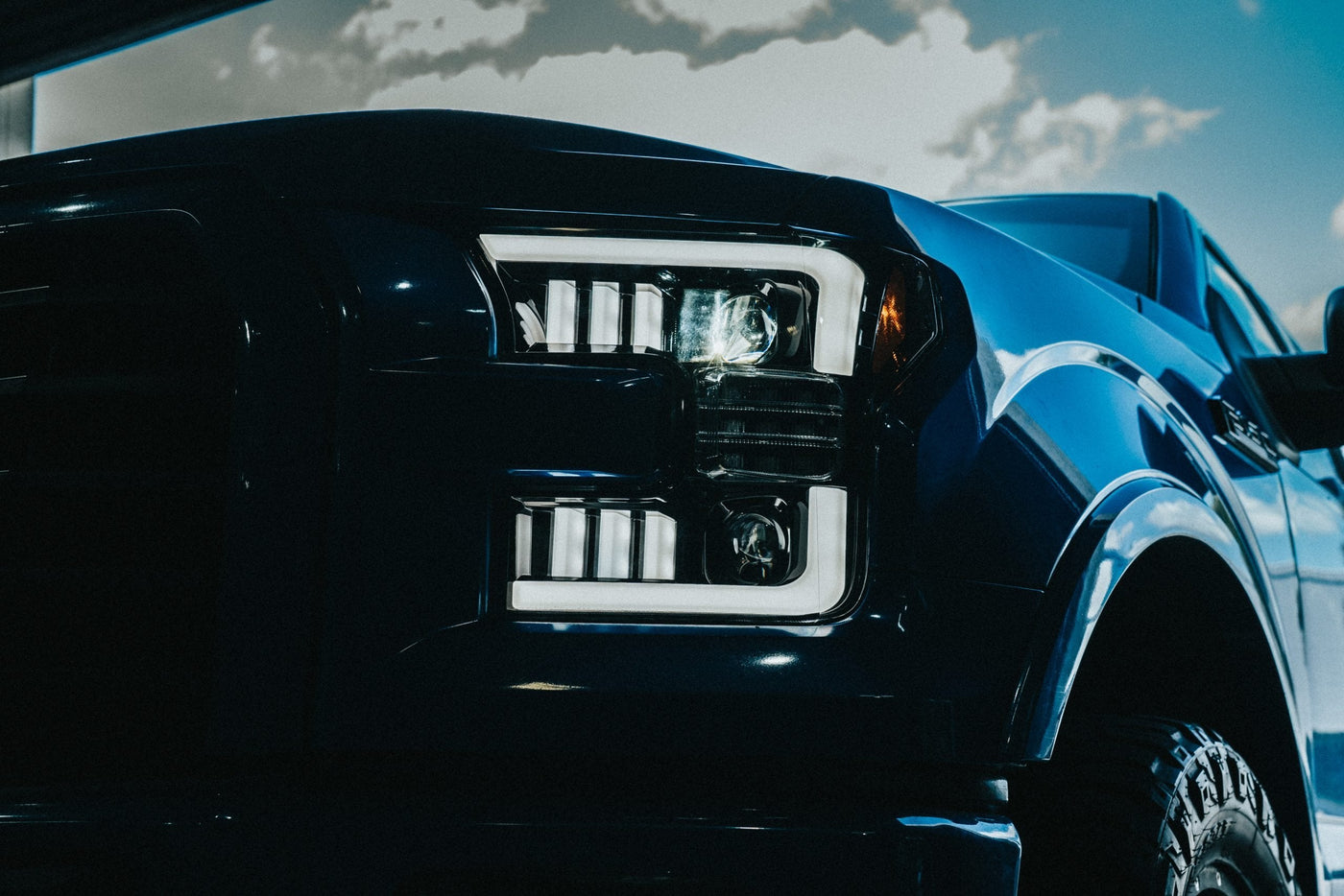 Ford Projector Headlights, F150 Projector Headlights, F150 15-17 Projector Headlights, Smoked/Black Headlights, LED Projector Headlights