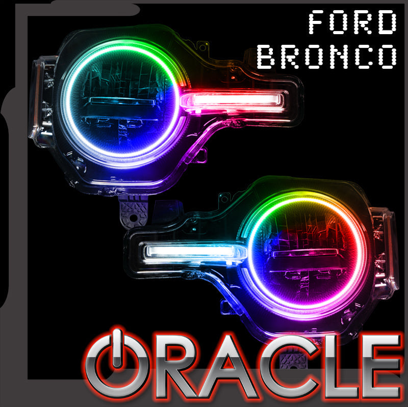 Oracle Lighting 2021-2022 Ford Bronco Colorshift® Headlight Halo Kit W/drl Bar - Base Headlights