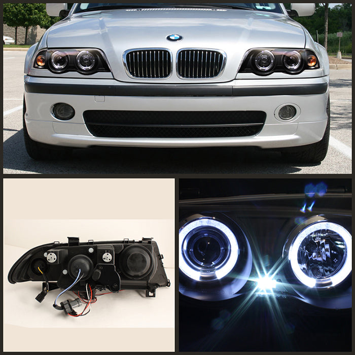 BMW E46 Headlights, BMW 3-Series Headlights, E46 99-01 Headlights, BMW Projector Headlights, BMW Headlights, Spyder Headlights, Projector Headlights, Black Headlights