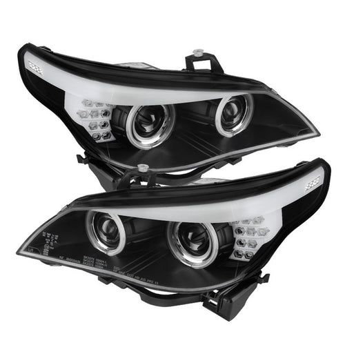 BMW E60 Headlights, BMW 5-Series Headlights, E60 04-07 Headlights, BMW Projector Headlights, BMW Headlights, Spyder Headlights, Projector Headlights, Black Headlights