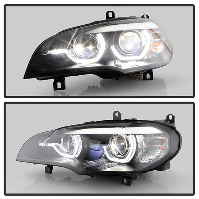 BMW X5 E70 Headlights, BMW Headlights, 07-10 Projector Headlights, Spyder Headlights, Headlights, Black Headlights, BMW X5 E70, X5 E70 Headlights