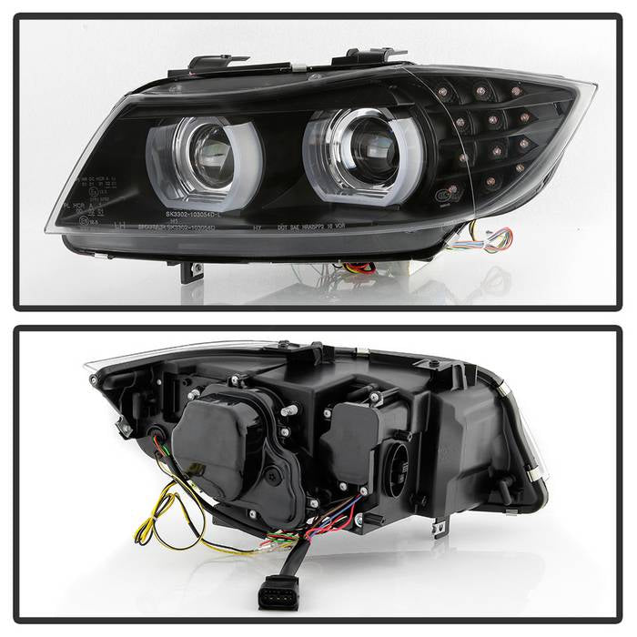 BMW E90 Headlights, BMW 3-Series Headlights, 09-12 Projector Headlights, BMW Headlights, 3-Series Headlights, Spyder Headlights, Projector Headlights, Headlights, Black Headlights, BMW 3-Series