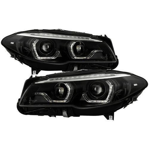 BMW 5 Series Headlights, 5 Series Headlights,  BMW Headlights,2011-2013 BMW Headlights, Spyder Headlights, Headlights, Black Headlights, BMW 5 Series, 5 Series Headlights,