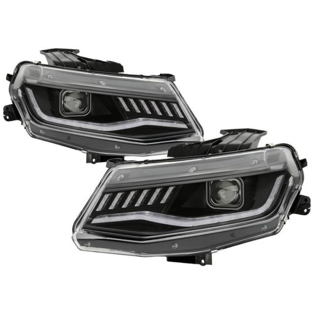 Chevy Headlights, Chevy Camaro Headlights, Chevy 16-18 Headlights, Full LED Headlights, Black Headlights, Spyder Headlights