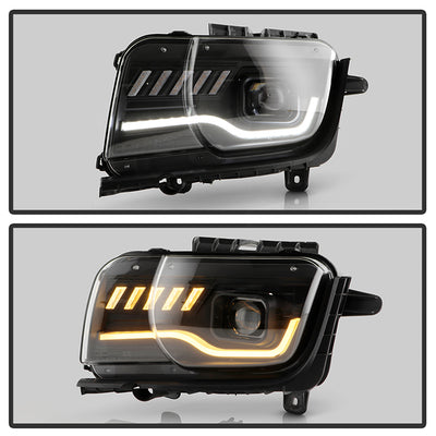 Chevy Headlights, Chevy Camaro Headlights, Chevy 2010-2013 Headlights, Projector Headlights, Black Headlights, Spyder Headlights