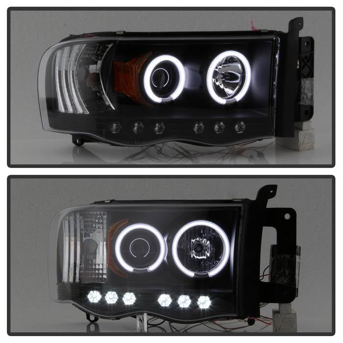 Dodge Projector Headlights, Dodge Ram 1500 Headlights, Dodge 02-05 Headlights, Dodge Ram 2500 Headlights, Dodge Ram 3500 Headlights, Dodge 03-05 Headlights, Projector Headlights, Black Headlights, Spyder Headlights