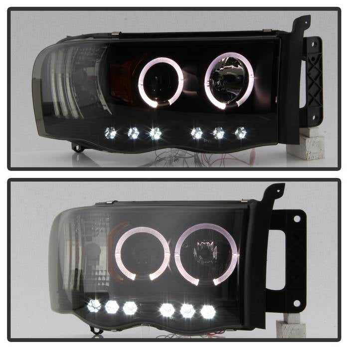 Dodge Projector Headlights, Dodge Ram 1500 Headlights, Dodge 02-05 Headlights, Dodge Ram 2500 Headlights, Dodge Ram 3500 Headlights, Dodge 03-05 Headlights, Projector Headlights, Black Smoke Headlights, Spyder Headlights