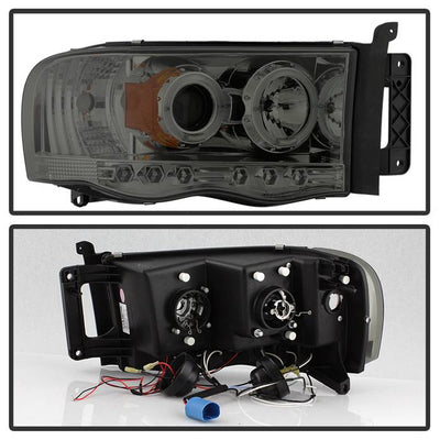 Dodge Projector Headlights, Dodge Ram 1500 Headlights, Dodge 02-05 Headlights, Dodge Ram 2500 Headlights, Dodge Ram 3500 Headlights, Dodge 03-05 Headlights, Projector Headlights, Smoke Headlights, Spyder Headlights