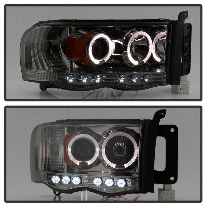 Dodge Projector Headlights, Dodge Ram 1500 Headlights, Dodge 02-05 Headlights, Dodge Ram 2500 Headlights, Dodge Ram 3500 Headlights, Dodge 03-05 Headlights, Projector Headlights, Smoke Headlights, Spyder Headlights