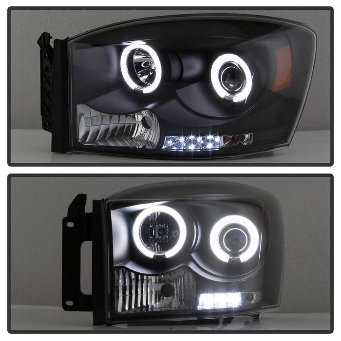 Dodge Projector Headlights, Dodge Ram 1500 Headlights, Dodge 06-08 Headlights, Dodge Ram 2500 Headlights, Dodge Ram 3500 Headlights, Projector Headlights, Dodge 06-09 Headlights, Black Headlights, Spyder Headlights