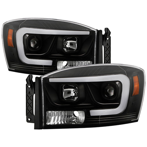 Dodge Equipped Headlights, Dodge Ram 1500 Headlights, Dodge 2006-2008 Headlights, Dodge Ram 2500 Headlights, Dodge Ram 3500 Headlights, Equipped Headlights, Dodge 2006-2009 Headlights, Black Headlights, Spyder Headlights