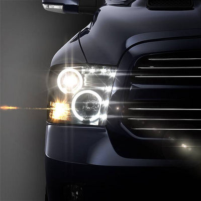 Dodge Projector Headlights, Dodge Ram 1500 Headlights, Dodge 09-18 Headlights, Dodge Ram 2500 Headlights, Dodge Ram 3500 Headlights, Projector Headlights, Dodge 10-19  Headlights, Black Headlights, Spyder Headlights