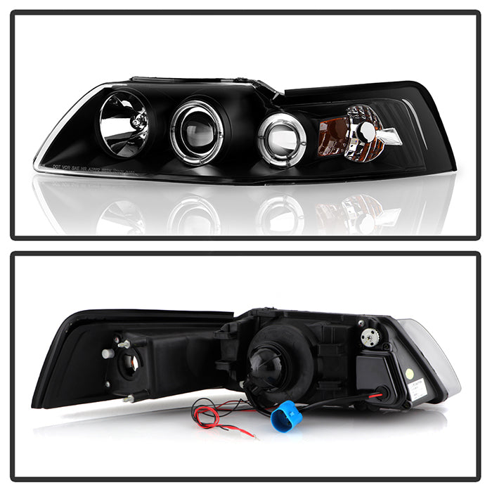 Ford Projector Headlights, Ford Mustang Headlights, Ford 99-04 Headlights, Projector Headlights, Black Projector Headlights, Spyder Headlights