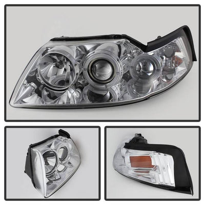 Ford Projector Headlights, Ford Mustang Headlights, Ford 99-04 Headlights, Projector Headlights, Chrome Projector Headlights, Spyder Headlights