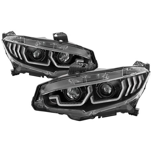 Honda Projector Headlight, Honda Civic Headlight, 16-20 Projector Headlight, Projector Headlight, Black Projector Headlight, Civic Projector Headlight, Spyder Projector Headlight