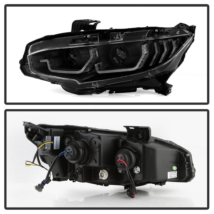 Honda Projector Headlights, Honda Civic Headlights, Projector Headlights, 2016-2020 Headlights, Black Projector Headlights, Civic Headlights, Spyder Projector Headlights