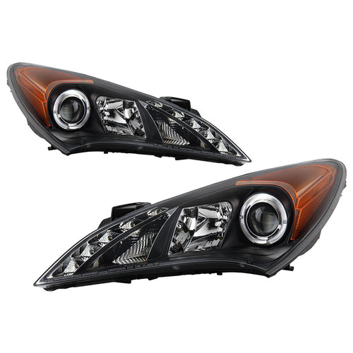 Hyundai Projector Headlights, Hyundai Genesis Headlights, 10-12 Projector Headlights, Genesis Projector Headlights, Projector Headlights, Black Projector Headlights, Spyder Projector Headlights