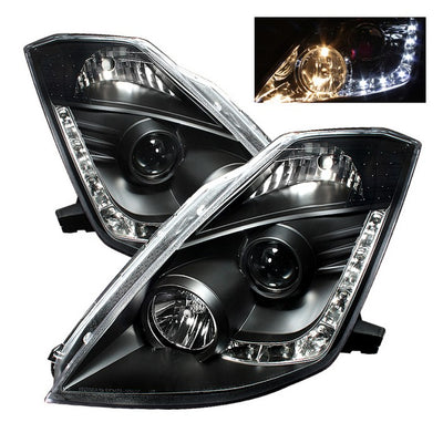 Nissan Projector Headlights, Nissan 350Z Headlights, 03-05 Projector Headlights, Black Projector Headlights, Spyder Projector Headlights, 350Z Projector Headlights