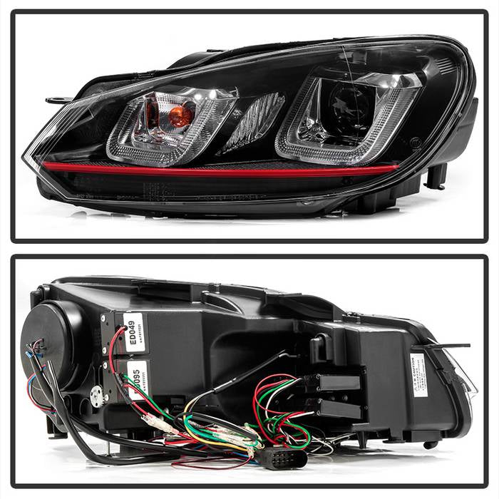 Volkswagen Headlights, Volkswagen Golf Headlights, Golf Projector Headlights, GTI 10-13 Headlights, Black Projector Headlights, Projector Headlights, Headlights, Spyder Headlights