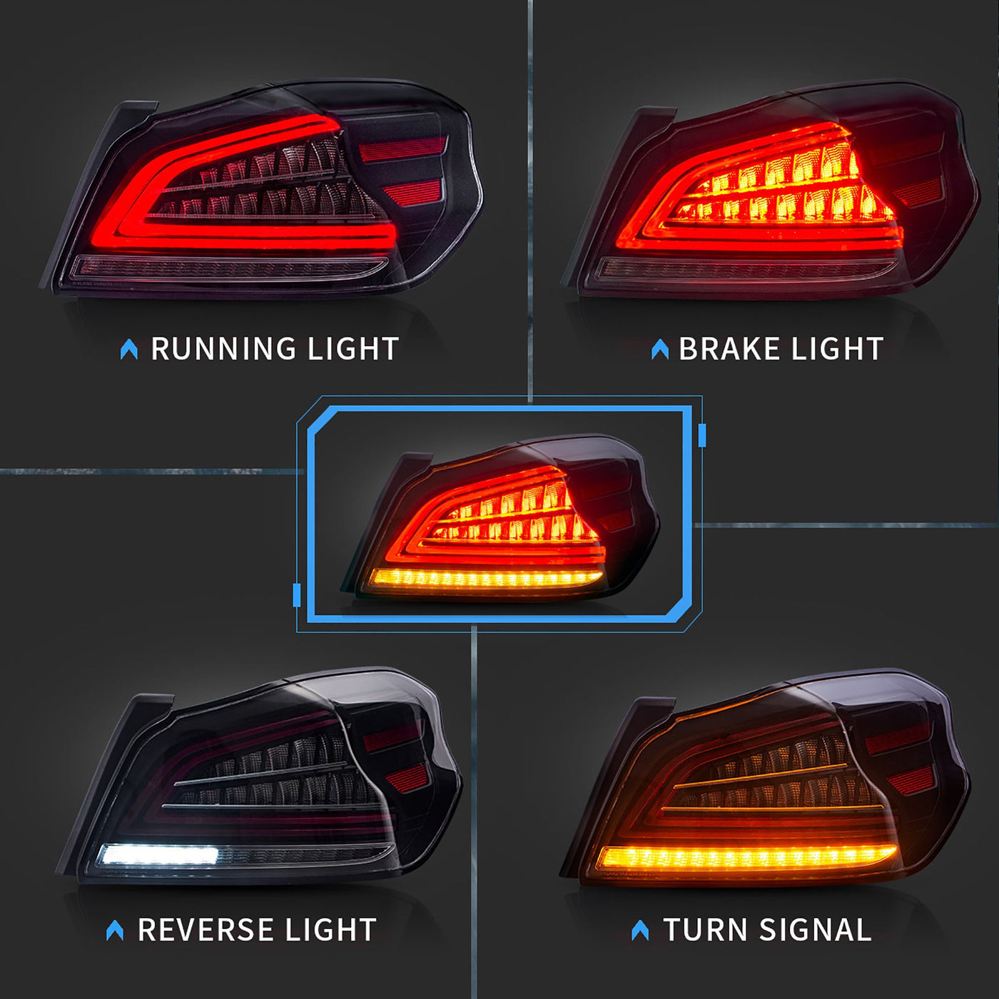15-21 Subaru WRX & WRX STI 1th Gen(VA) Vland LED Tail Lights With Sequential Turn Signal