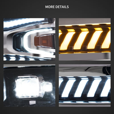 16-18 Chevrolet Silverado 1500 4th Gen Facelift Vland LED Dual Beam Projector Headlights Black