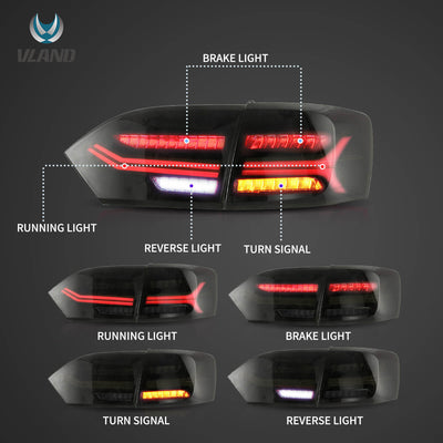 Vland Full LED 11-14 Volkswagen Jetta/Sagitar 6th Gen (A6) Tail Lights With Sequential Turn Signal