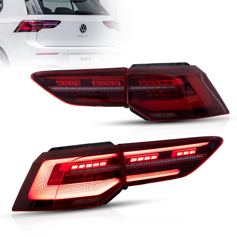 20-23 Volkswagen Golf MK8 Hatchback Vland LED Tail Lights With Sequential Amber Turn Signal (IQ Styles)